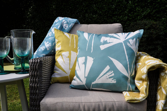 Fusion Alma Reversible Teal/Ochre Outdoor Filled Cushion