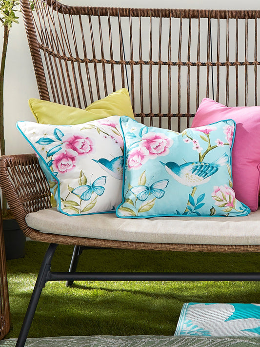 Dreams & Drapes Design Amelle Blue Outdoor Filled Cushion