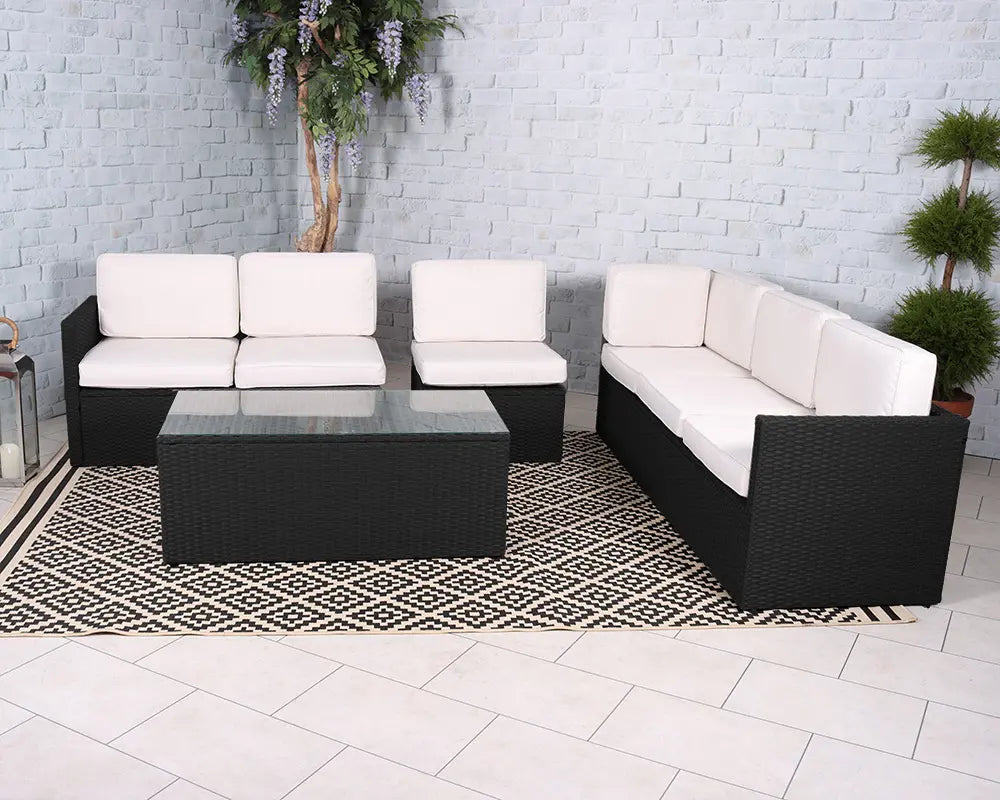 Royalcraft Berlin Six Seater Black Corner Lounge Set