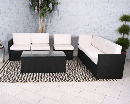 Royalcraft Berlin Six Seater Black Corner Lounge Set