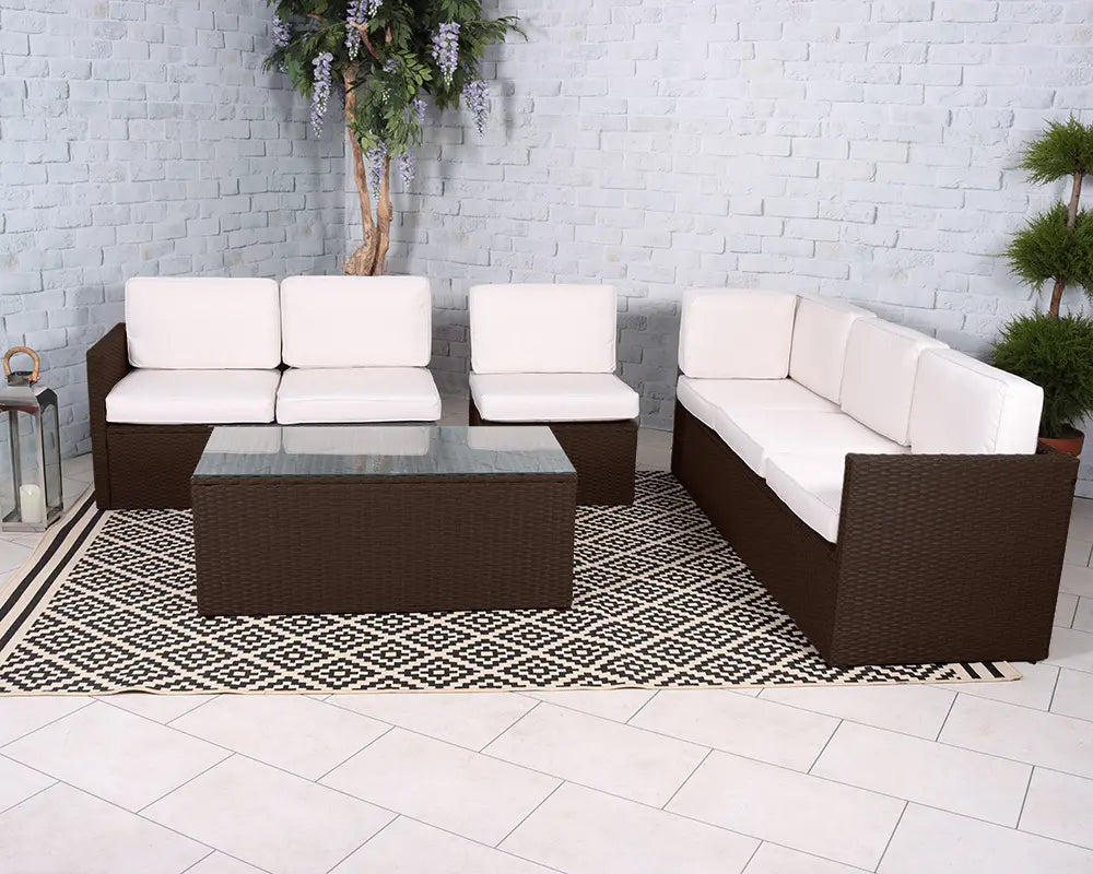 Royalcraft Berlin Six Seater Brown Corner Lounge Set