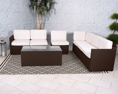 Royalcraft Berlin Six Seater Brown Corner Lounge Set