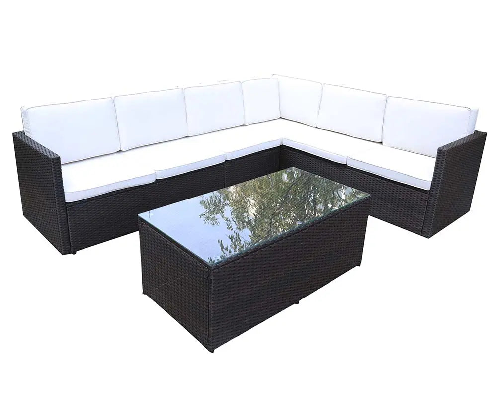 Royalcraft Berlin Six Seater Brown Corner Lounge Set