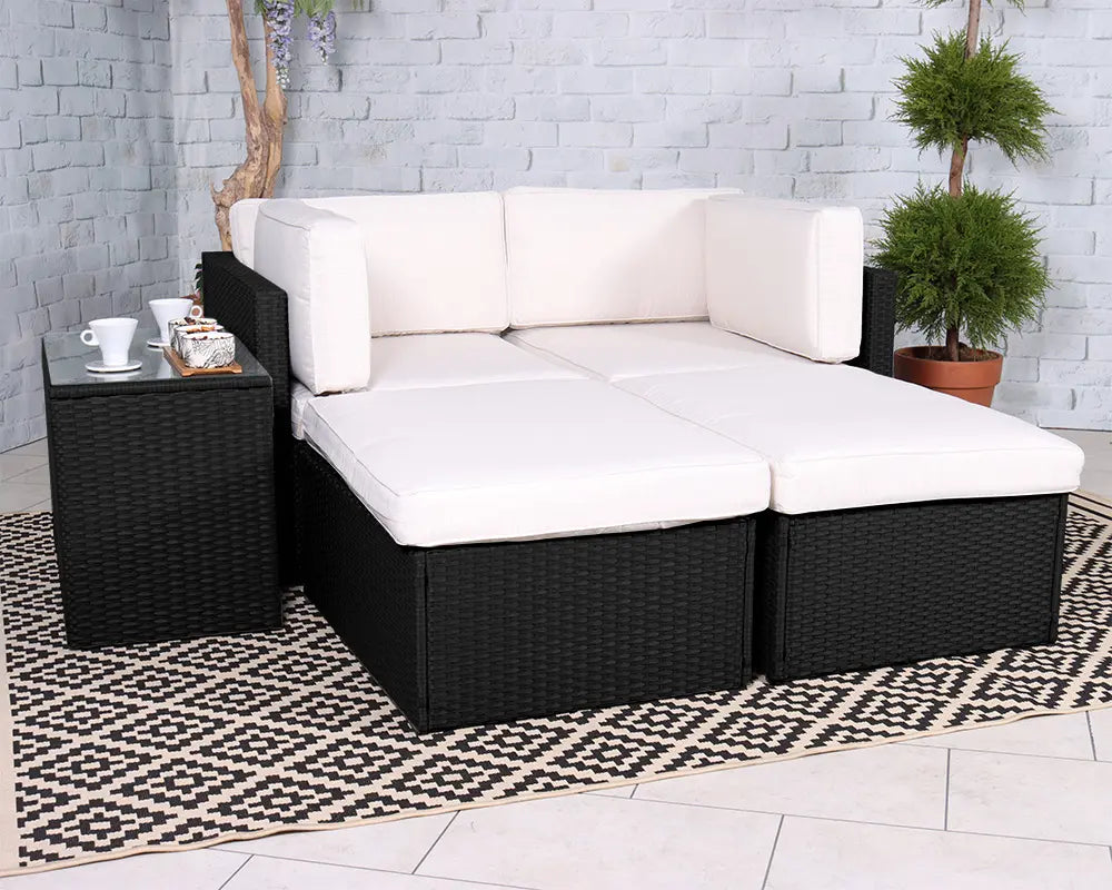Royalcraft Berlin Black 4 Seater 5 Piece Multi Setting Relaxer Set
