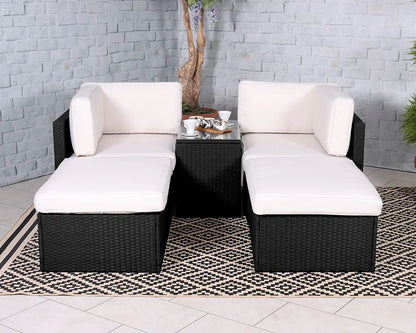 Royalcraft Berlin Black 4 Seater 5 Piece Multi Setting Relaxer Set