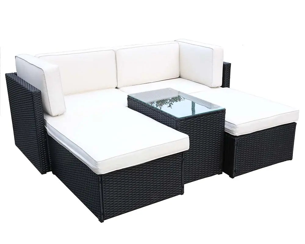 Royalcraft Berlin Black 4 Seater 5 Piece Multi Setting Relaxer Set