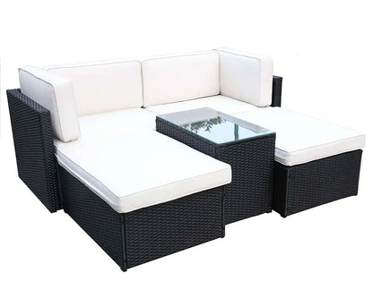 Royalcraft Berlin Black 4 Seater 5 Piece Multi Setting Relaxer Set