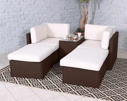 Royalcraft Berlin Brown 4 Seater 5 Piece Multi Setting Relaxer Set