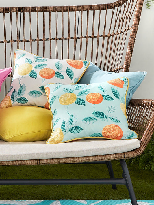 Dreams & Drapes Design Botanical Fruits Green Outdoor Filled Cushion