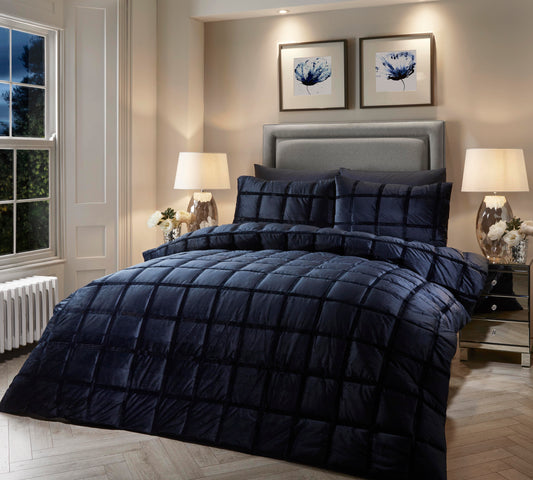 Soiree Brighton Navy Square Duvet Cover Set