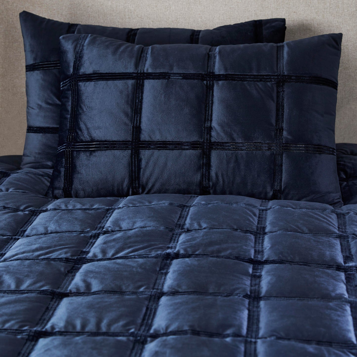 Soiree Brighton Navy Square Duvet Cover Set