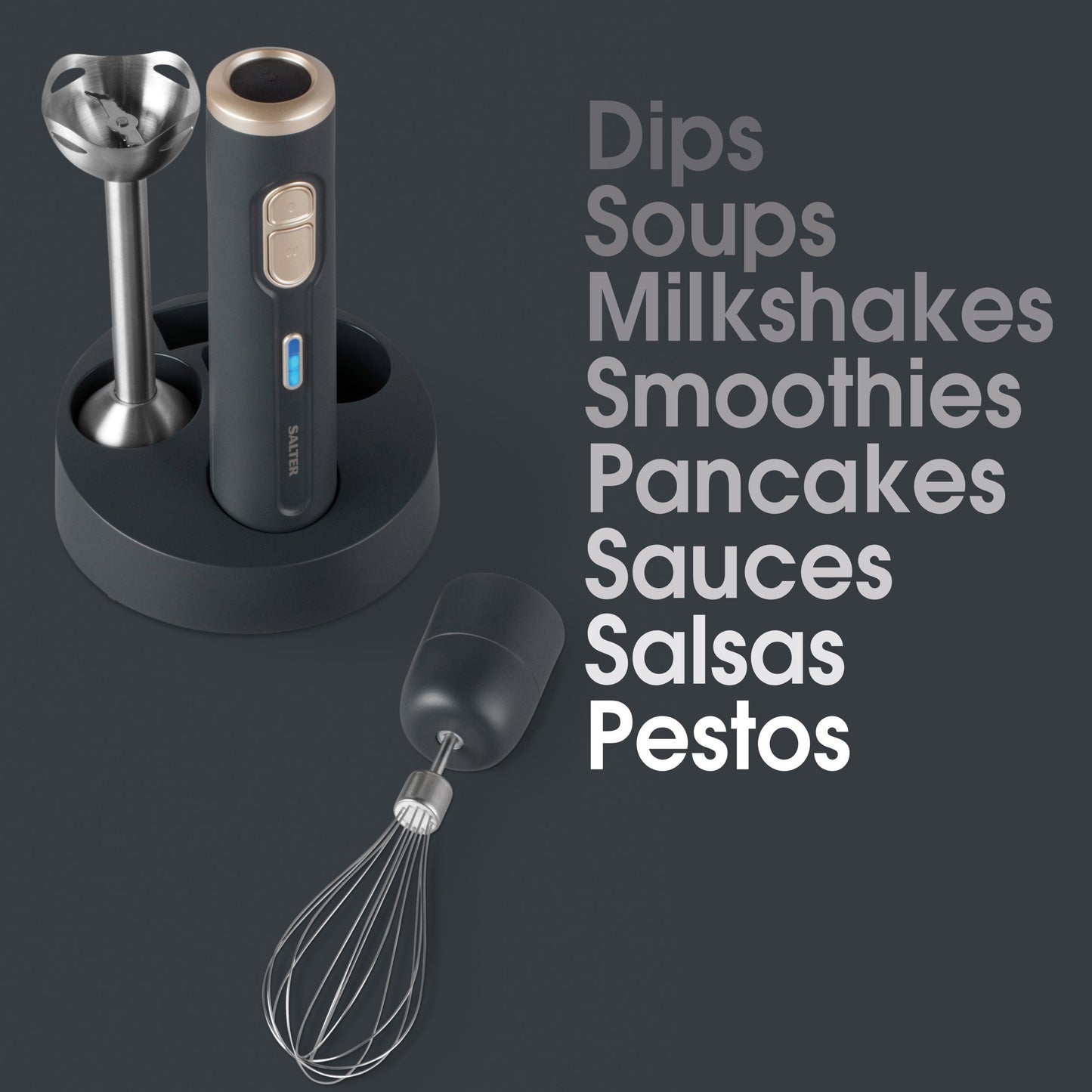 Salter Grey and Gold 2-in-1 Cordless Blender