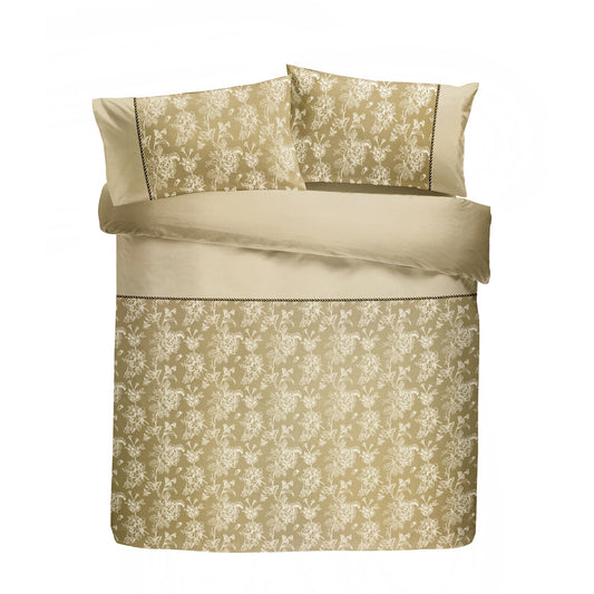Dreams & Drapes Champagne Woven Jasmine Duvet Cover Set