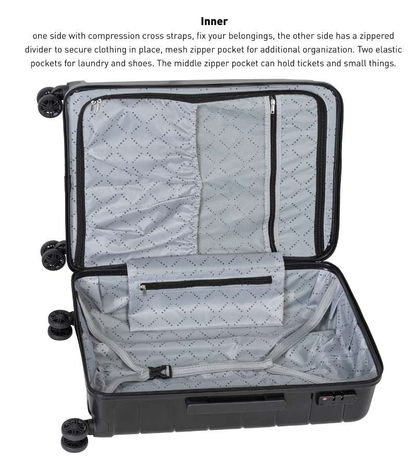 Linea Turin Luggage Black Cabin Case