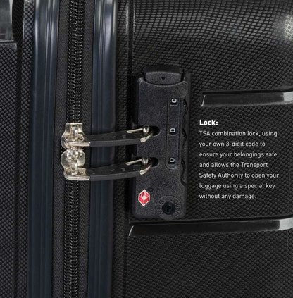 Linea Turin Luggage Black Cabin Case