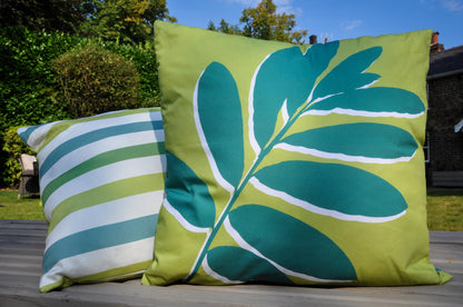 Fusion Green Leaf Print Filled Outdoor Cushion
