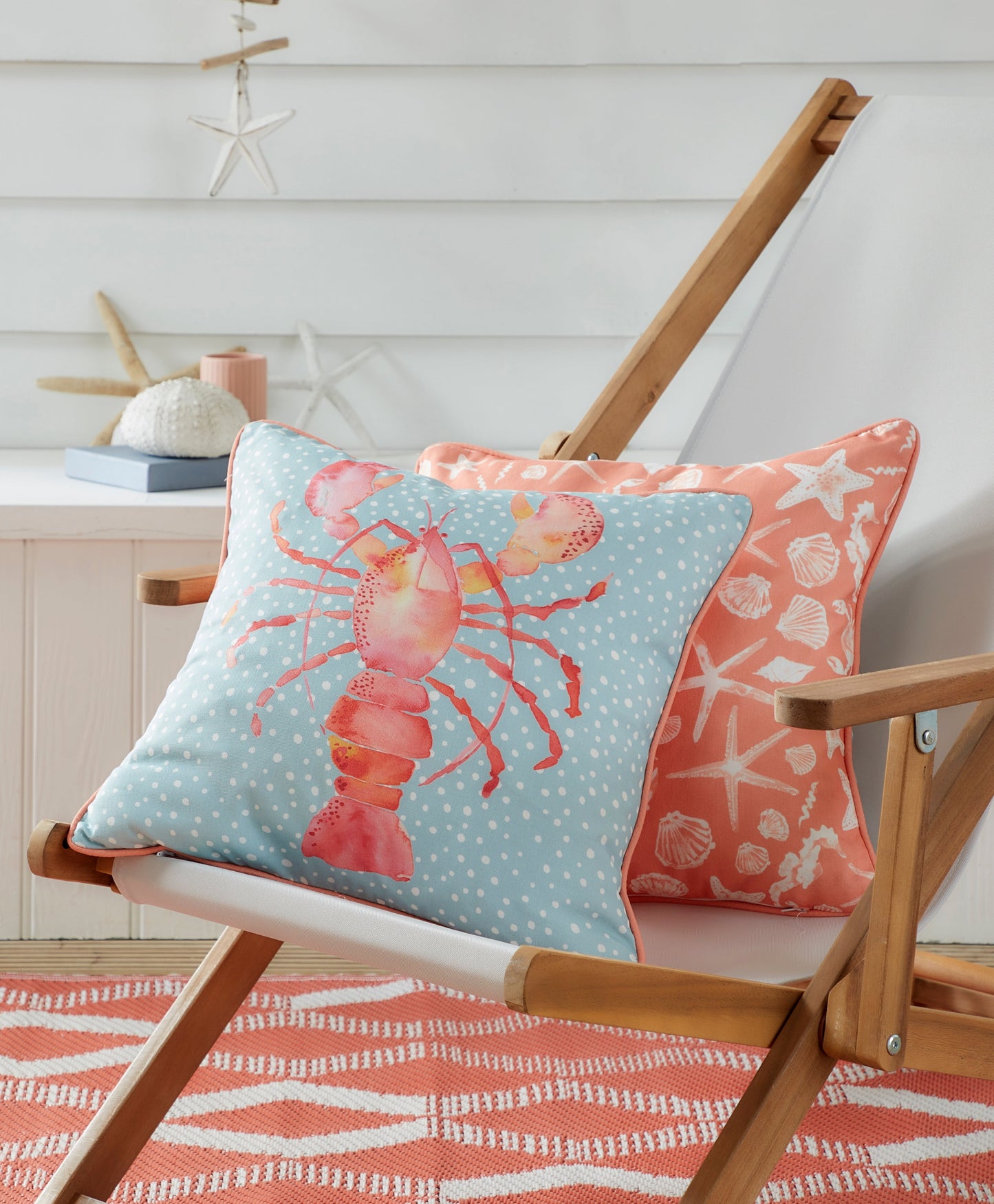 Fusion Lobster Orange Outdoor Filled Cushion