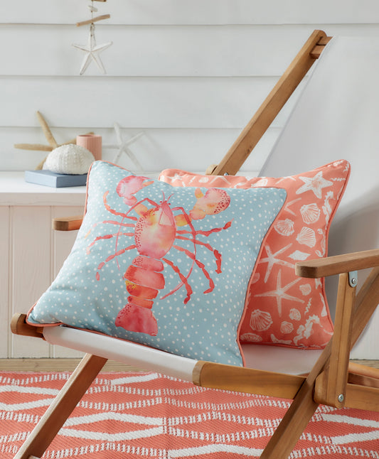 Fusion Lobster Orange Outdoor Filled Cushion