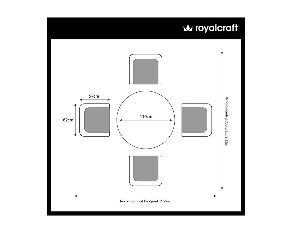 Royalcraft Malaga 4 Seater Fixed Dining Set