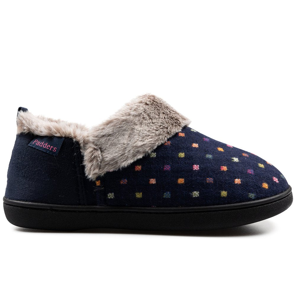 Padders Women's Navy Spot Slippers