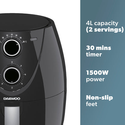 Daewoo 4L Single Pot Black Air Fryer