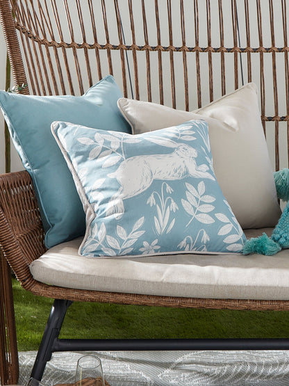 Dreams & Drapes Design Spring Rabbit Duck Egg Outdoor Filled Cushion