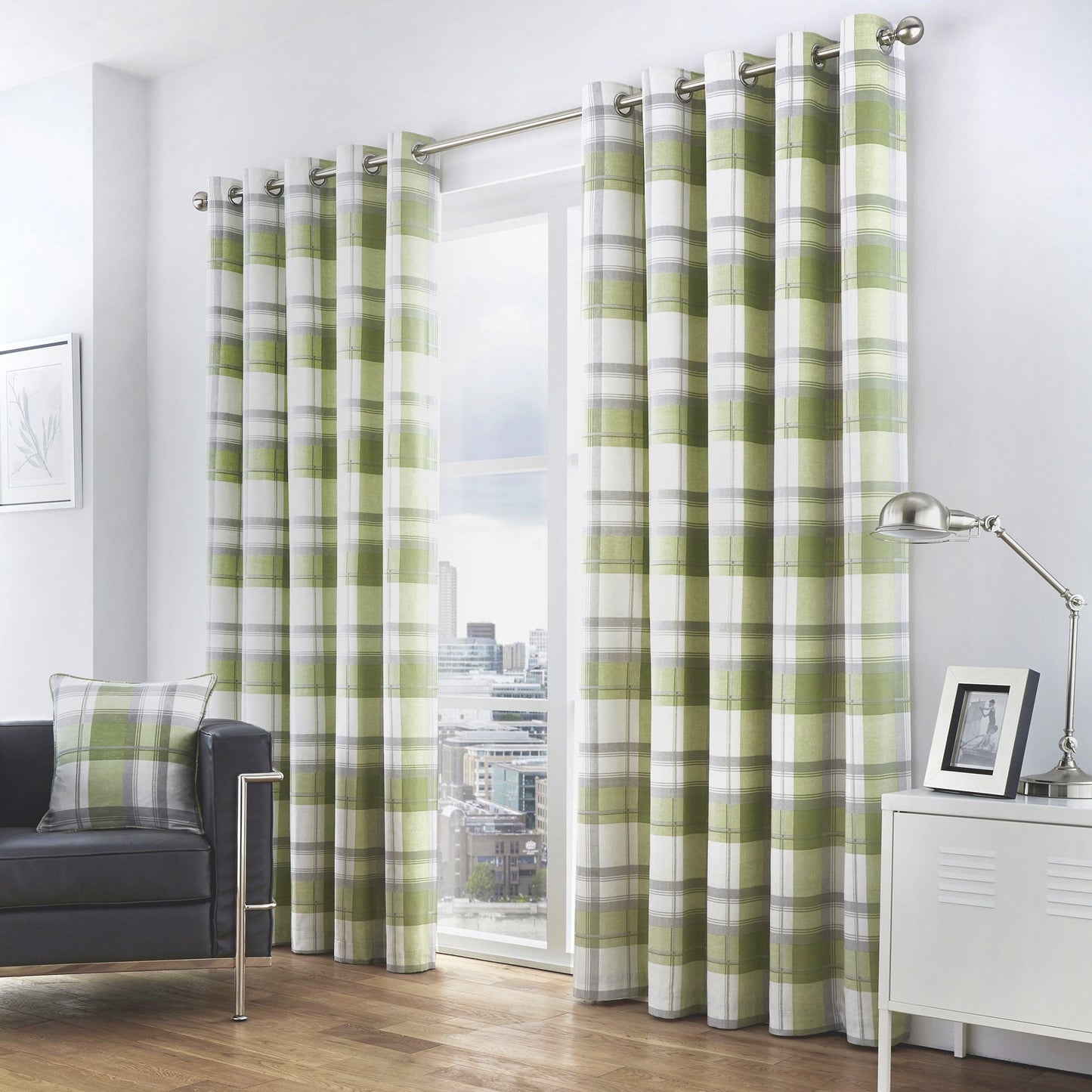 Fusion Balmoral Green Check Curtains