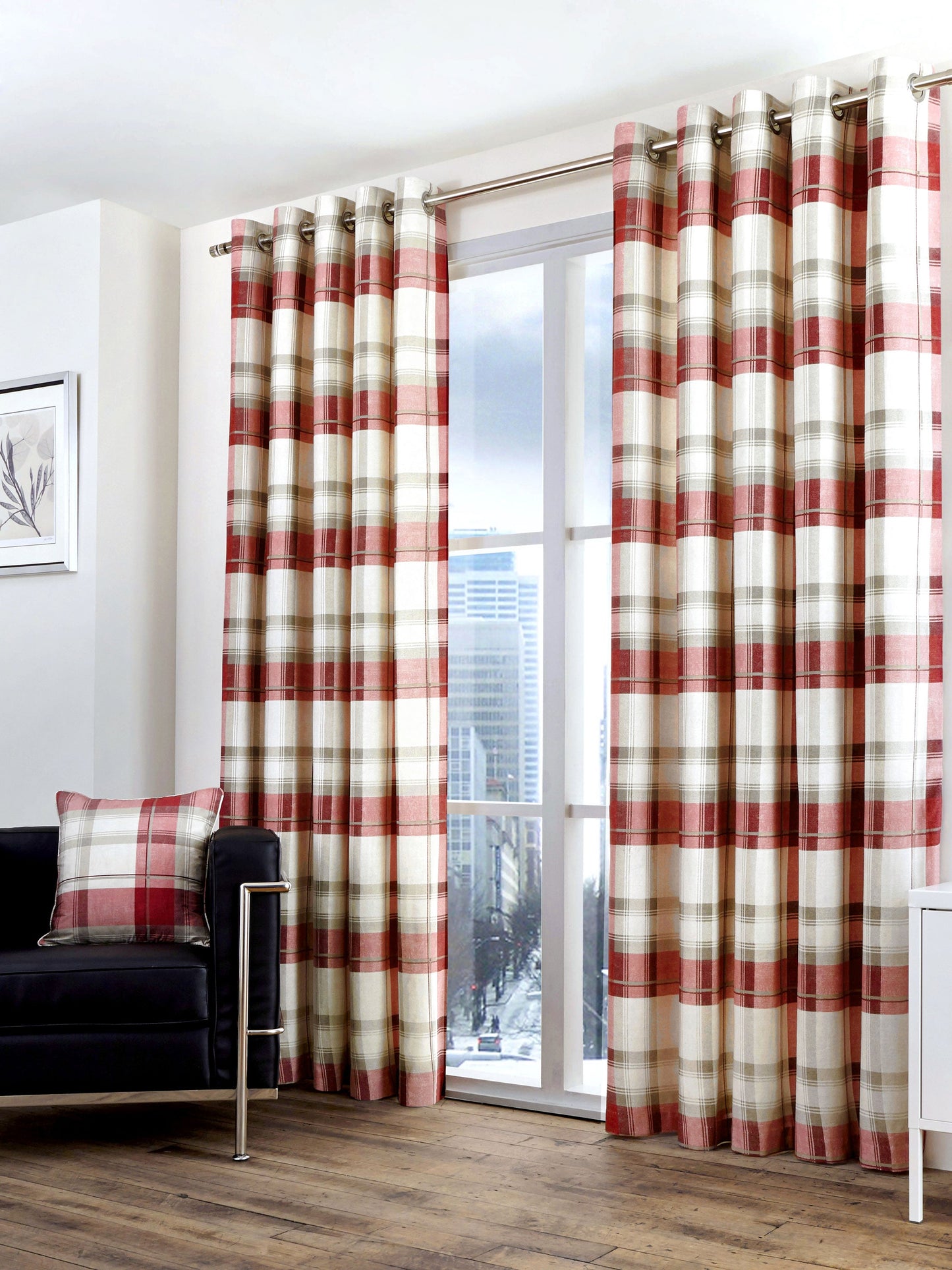 Fusion Balmoral Ruby Check Curtains