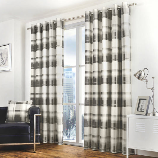 Fusion Balmoral Slate Check Curtains
