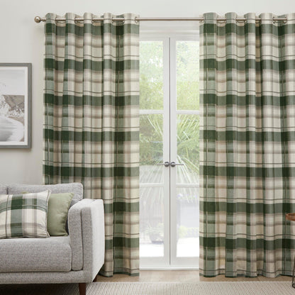 Fusion Balmoral Bottle Green Check Curtains