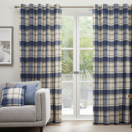 Fusion Balmoral Navy Check Curtains