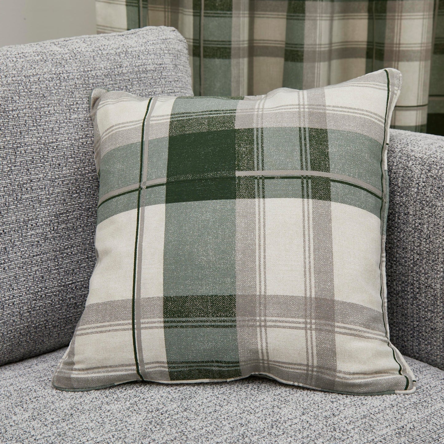 Fusion Balmoral Bottle Green Check Cushion Cover