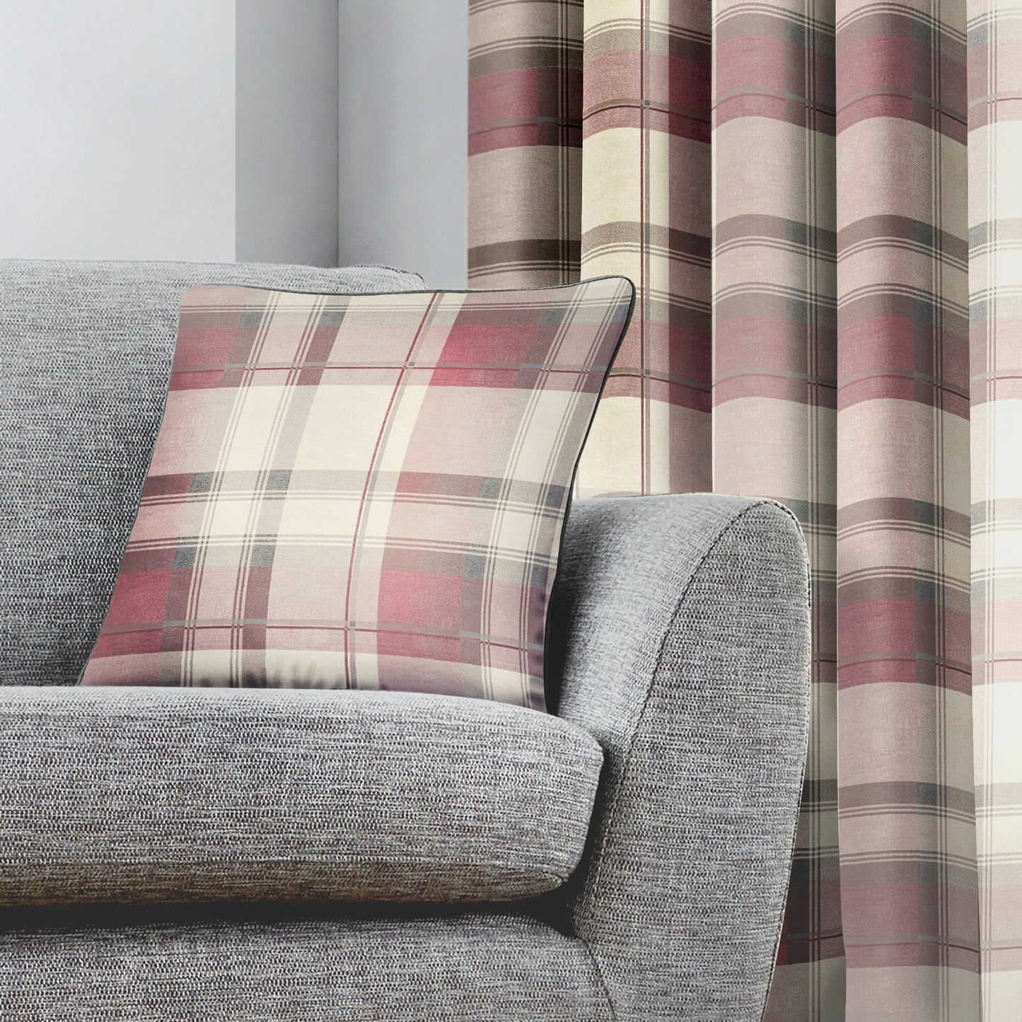 Fusion Balmoral Blush Check Cushion Cover