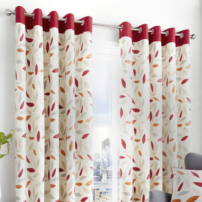 Fusion Red Beechwood Eyelet Curtains