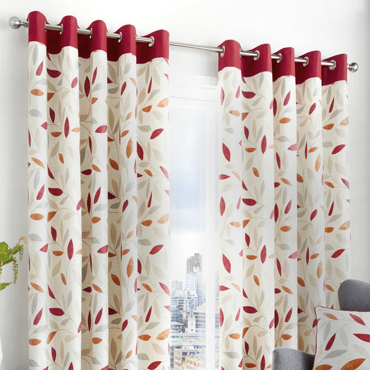 Fusion Red Beechwood Eyelet Curtains