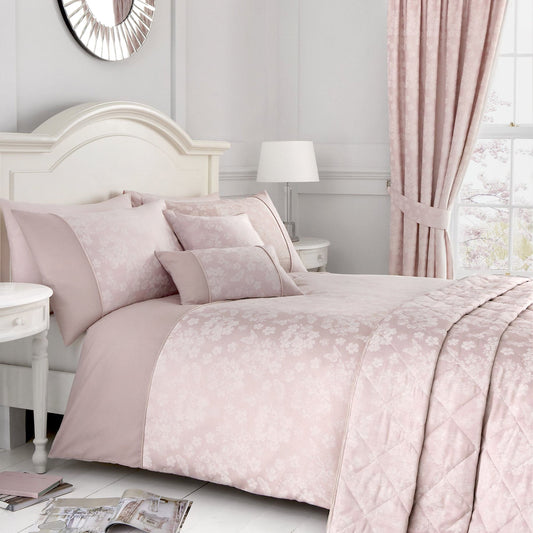 Dreams & Drapes Blush Woven Blossom Duvet Cover Set