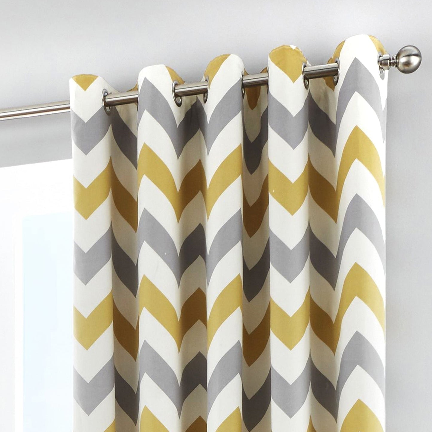Fusion Chevron Ochre Eyelet Curtains