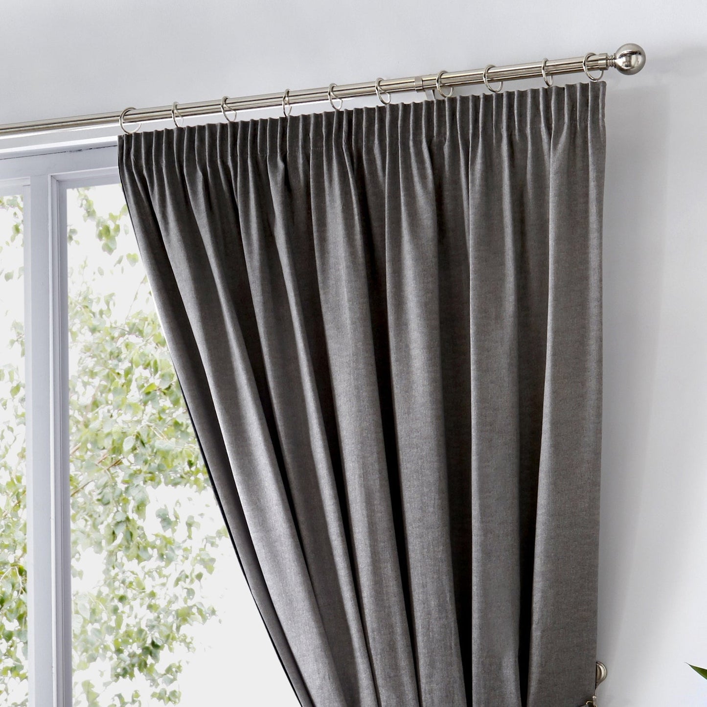 Fusion Dijon Charcoal Lined Curtains
