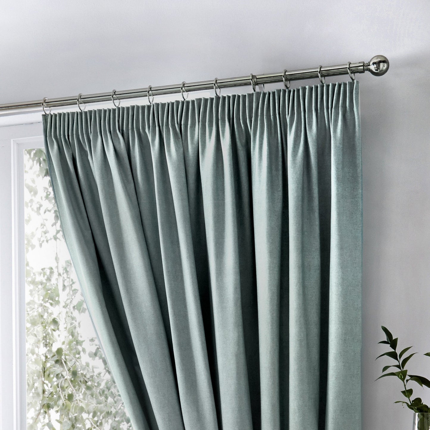 Fusion Dijon Duck Egg Lined Curtains