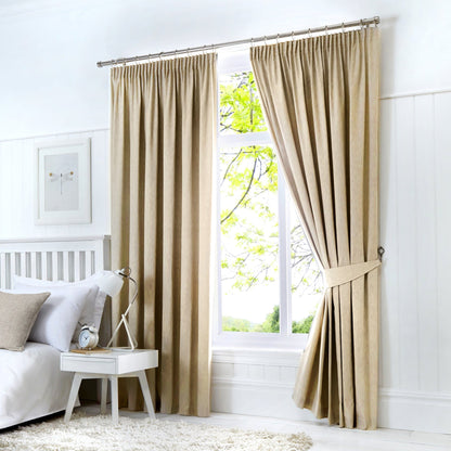 Fusion Dijon Natural Lined Curtains