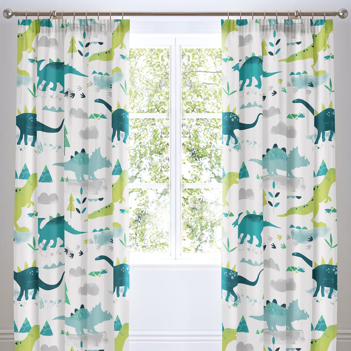 Bedlam Dinosaur Glow in the Dark Multicoloured Curtains