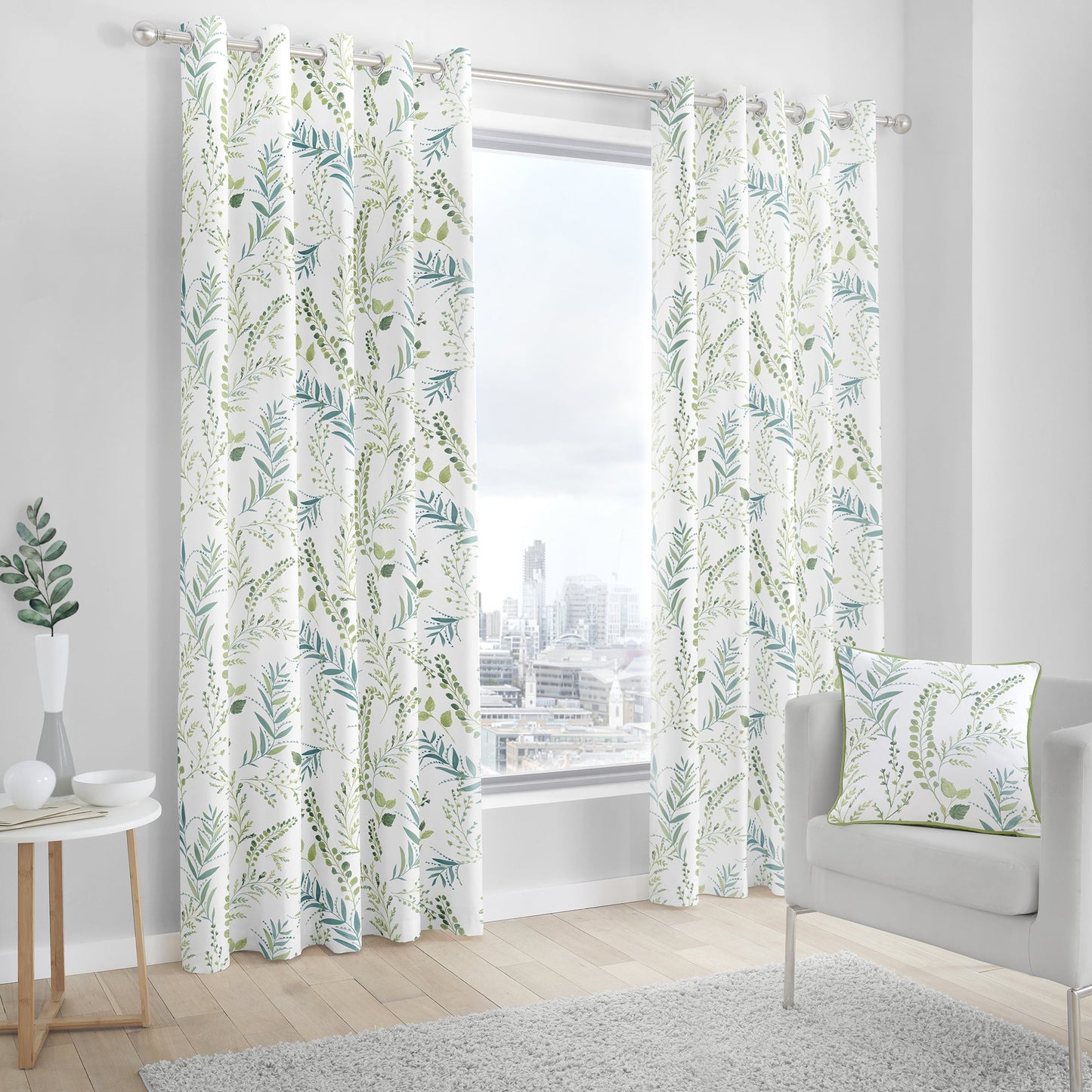 Fusion Fernworthy Green Eyelet Curtains