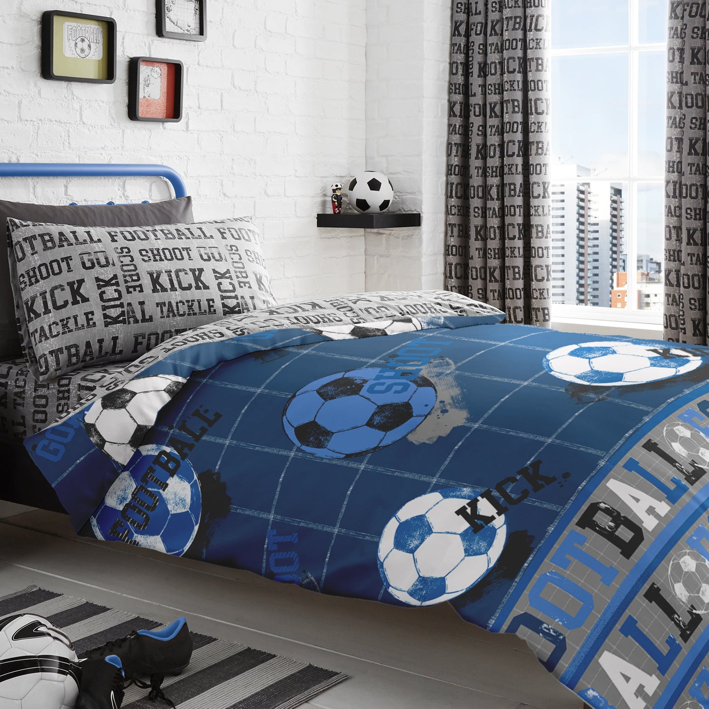 Bedlam Blue Football Duvet Cover Set