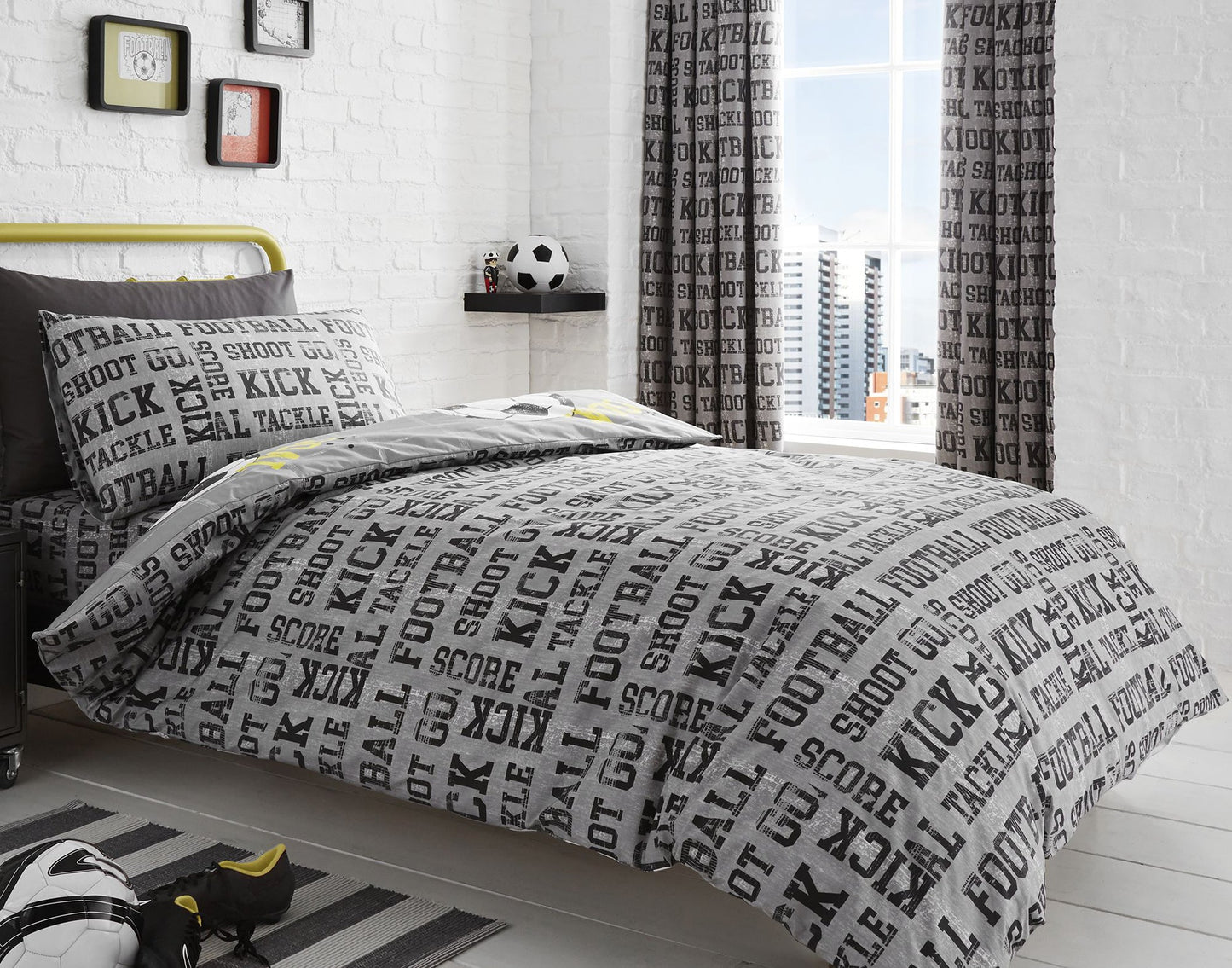 Bedlam Grey Football Duvet Cover Set