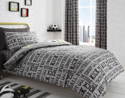 Bedlam Grey Football Duvet Cover Set