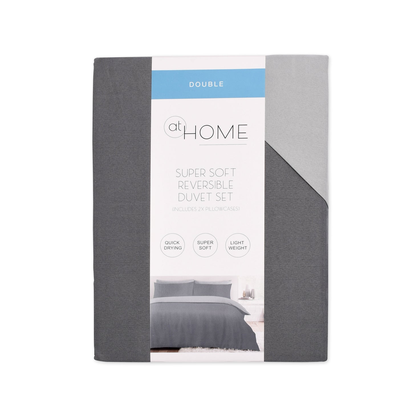 Plain Reversible Charcoal/Silver Duvet Cover Set