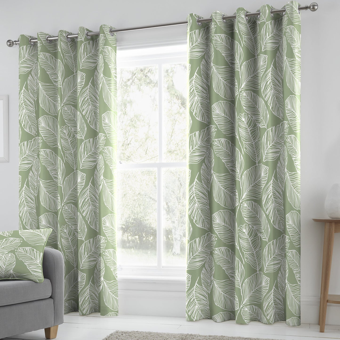 Fusion Matteo Green Eyelet Curtains