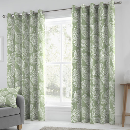 Fusion Matteo Green Eyelet Curtains