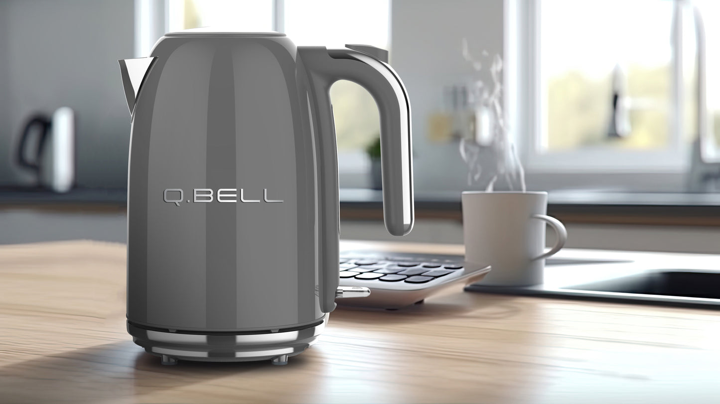 Q Bell Grey Kettle and Toaster Set
