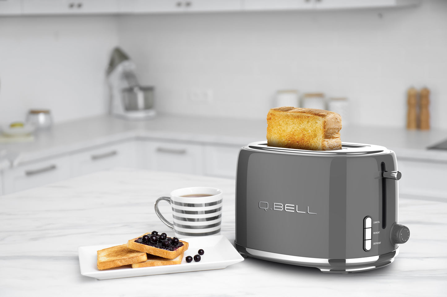 Q Bell Grey Kettle and Toaster Set